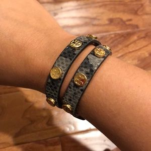 Tory Burch double wrap logo stud bracelet